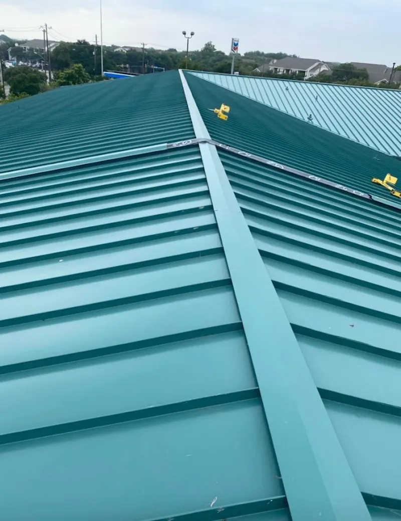 Green commercial metal roof ridge and valley for Metal Roof Repair in Pell City